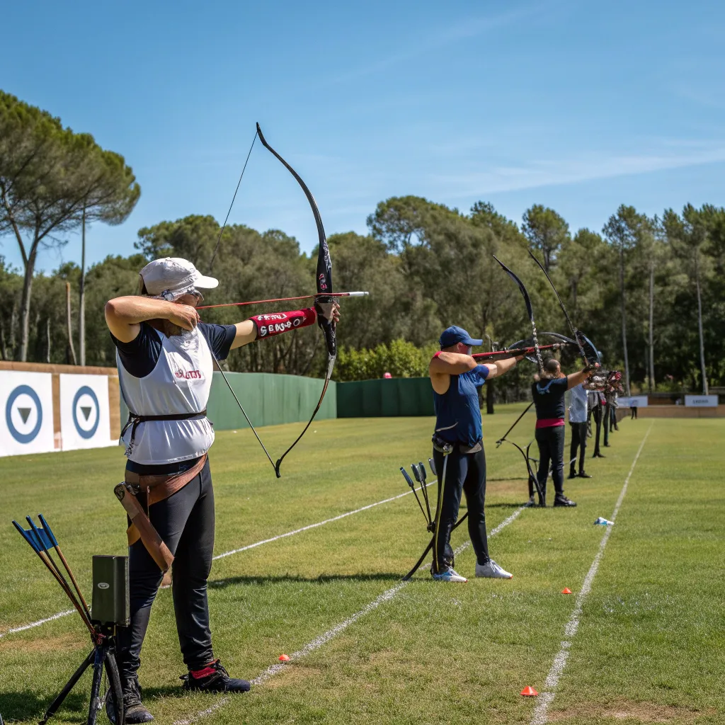Archers practicing at an advanced level