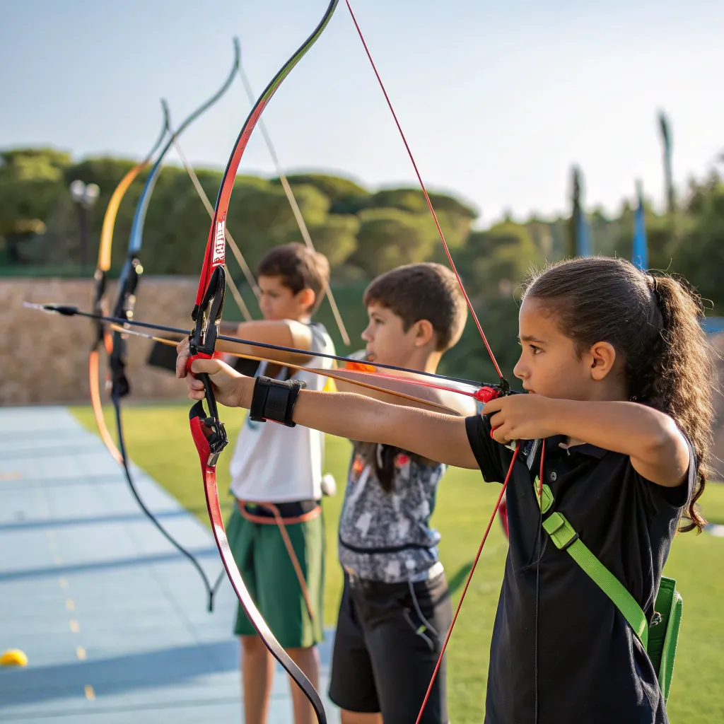 Children engaged in archery practice